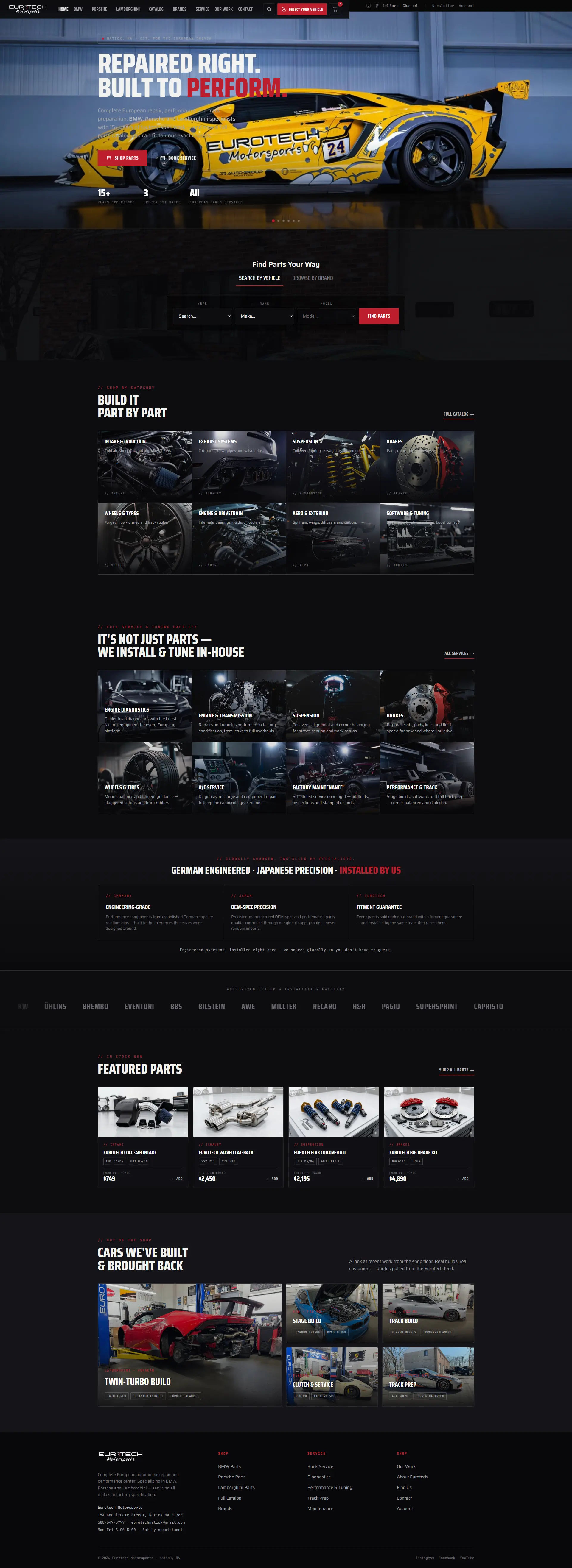 The Eurotech Motorsports website, full page